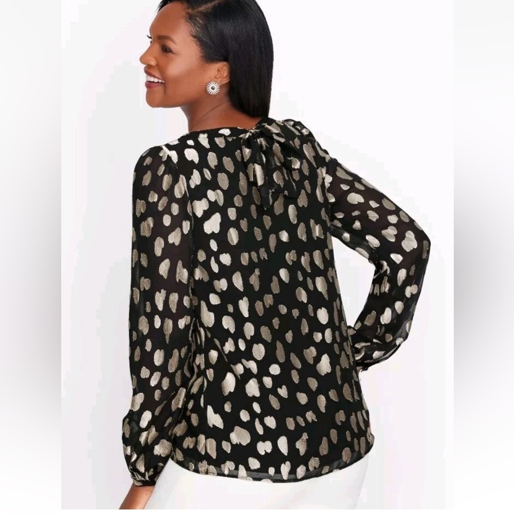 Talbots tie‎ back foil dot blouse- worn 1x-109 retail